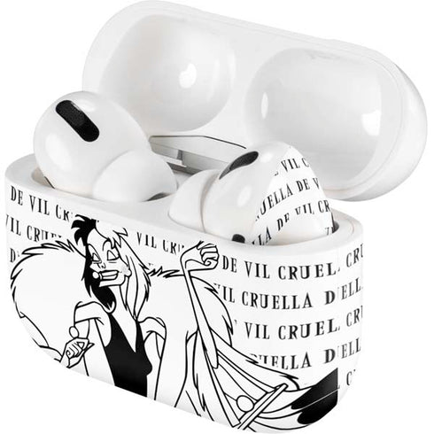 Disney Villains Cruella de Vil Black and White Apple AirPods Pro Skin
