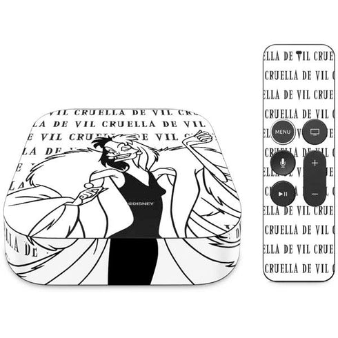 Disney Villains Cruella de Vil Black and White Apple TV Skin