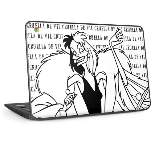 Disney Villains Cruella de Vil Black and White HP Chromebook Skin