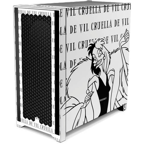 Disney Villains Cruella de Vil Black and White Corsair 4000D Tempered Glass Mid-Tower ATX Case Skin