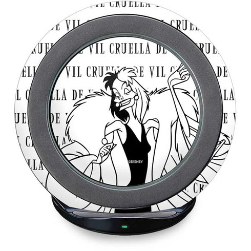 Disney Villains Cruella de Vil Black and White Fast Charge Wireless Charging Stand Skin
