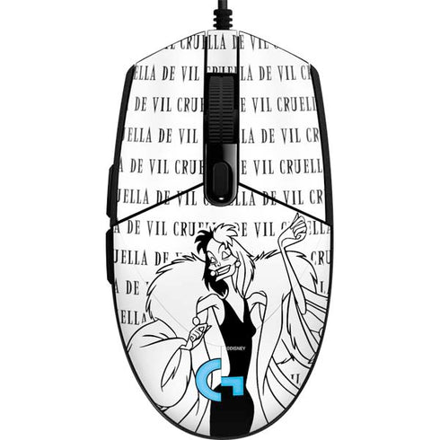 Disney Villains Cruella de Vil Black and White G203 Prodigy RGB Wired Gaming Mouse Skin