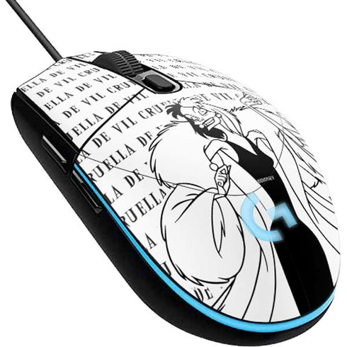Disney Villains Cruella de Vil Black and White G203 Prodigy RGB Wired Gaming Mouse Skin