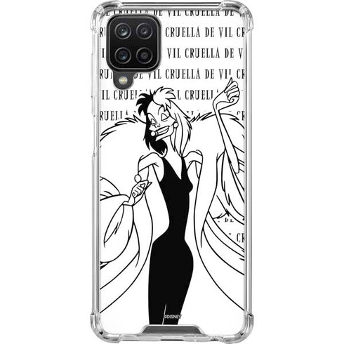 Disney Villains Cruella de Vil Black and White Galaxy A12 Clear Case