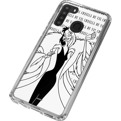 Disney Villains Cruella de Vil Black and White Galaxy A21 Clear Case