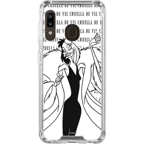 Disney Villains Cruella de Vil Black and White Galaxy A30 Clear Case