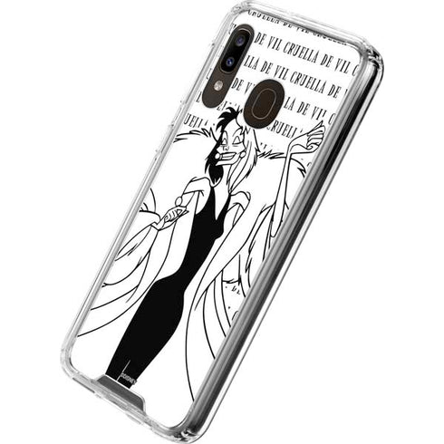 Disney Villains Cruella de Vil Black and White Galaxy A30 Clear Case