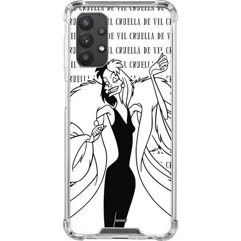 Disney Villains Cruella de Vil Black and White Galaxy A32 5G Clear Case