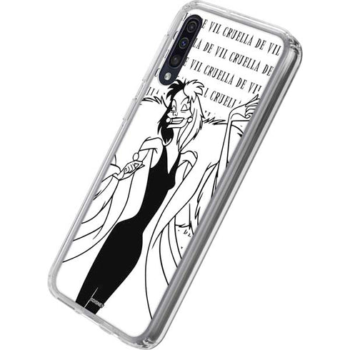 Disney Villains Cruella de Vil Black and White Galaxy A50 Clear Case