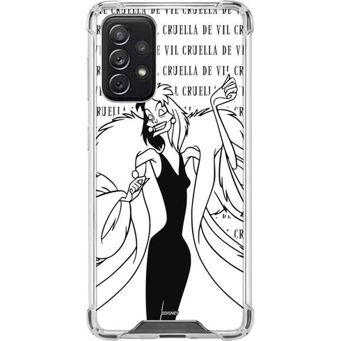 Disney Villains Cruella de Vil Black and White Galaxy A72 5G Clear Case