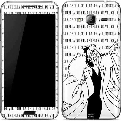 Disney Villains Cruella de Vil Black and White Galaxy J3 Skin
