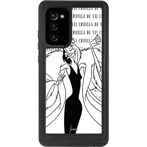 Disney Villains Cruella de Vil Black and White Galaxy Note20 5G Waterproof Case