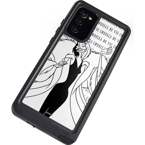Disney Villains Cruella de Vil Black and White Galaxy Note20 5G Waterproof Case