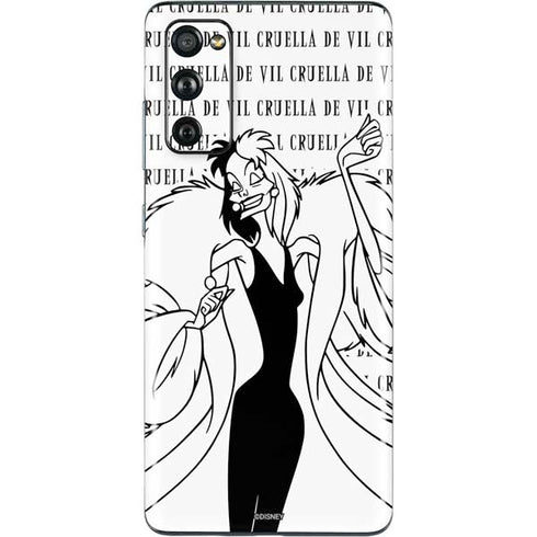 Disney Villains Cruella de Vil Black and White Galaxy S20 Fan Edition Skin