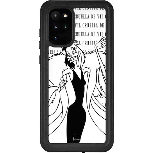 Disney Villains Cruella de Vil Black and White Galaxy S20 Plus Waterproof Case