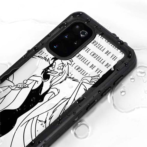 Disney Villains Cruella de Vil Black and White Galaxy S20 Plus Waterproof Case