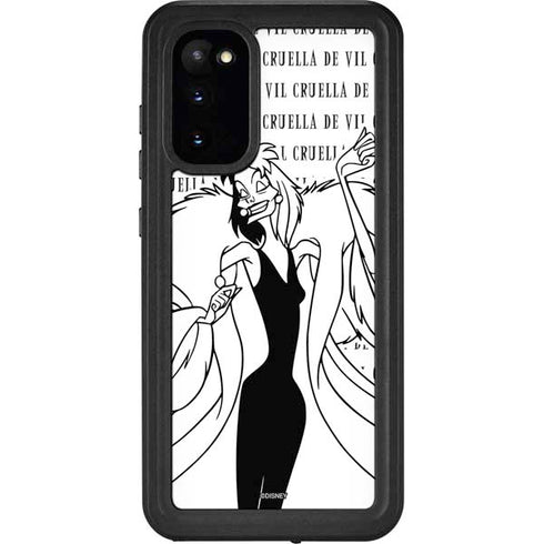 Disney Villains Cruella de Vil Black and White Galaxy S20 Waterproof Case