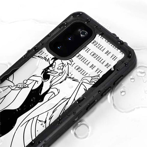 Disney Villains Cruella de Vil Black and White Galaxy S20 Waterproof Case