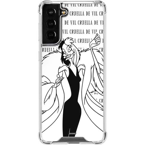 Disney Villains Cruella de Vil Black and White Galaxy S21 FE Clear Case