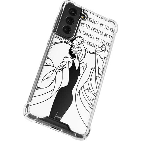 Disney Villains Cruella de Vil Black and White Galaxy S21 FE Clear Case