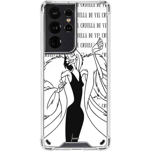 Disney Villains Cruella de Vil Black and White Galaxy S21 Ultra 5G Clear Case