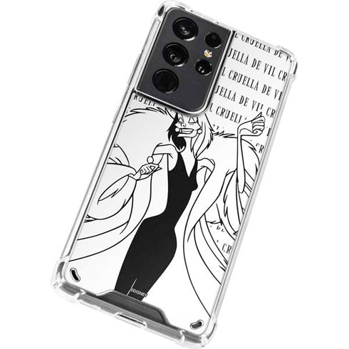 Disney Villains Cruella de Vil Black and White Galaxy S21 Ultra 5G Clear Case