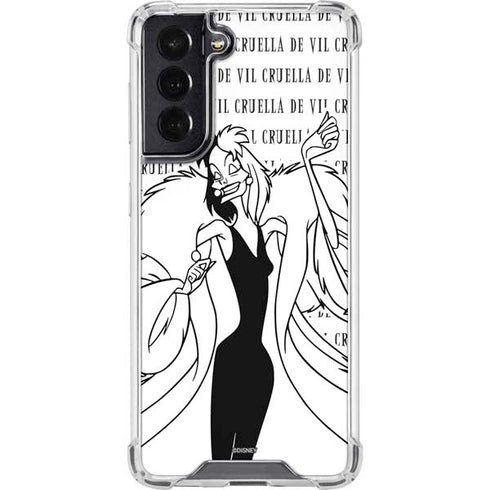 Disney Villains Cruella de Vil Black and White Galaxy S22 Clear Case