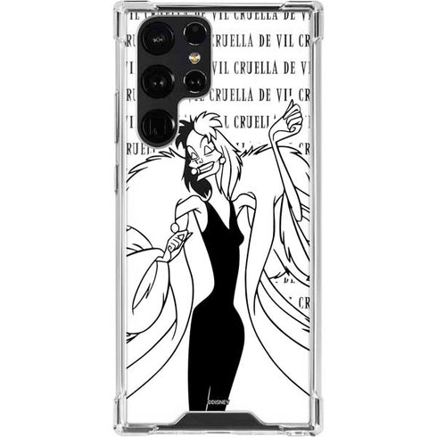 Disney Villains Cruella de Vil Black and White Galaxy S22 Ultra Clear Case