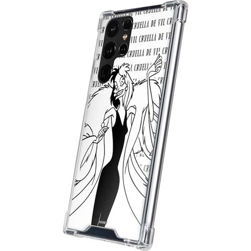 Disney Villains Cruella de Vil Black and White Galaxy S22 Ultra Clear Case