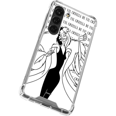 Disney Villains Cruella de Vil Black and White Galaxy S23 Clear Case