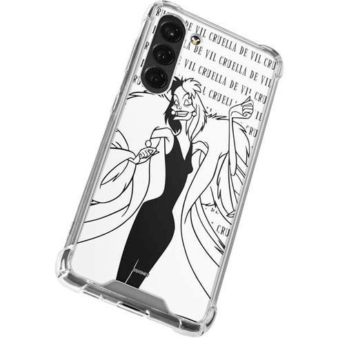Disney Villains Cruella de Vil Black and White Galaxy S23 Plus Clear Case