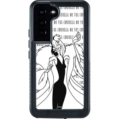Disney Villains Cruella de Vil Black and White Galaxy S23 Plus Waterproof Case