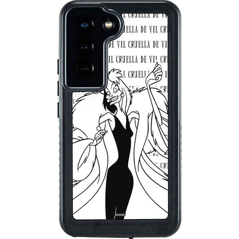 Disney Villains Cruella de Vil Black and White Galaxy S23 Waterproof Case