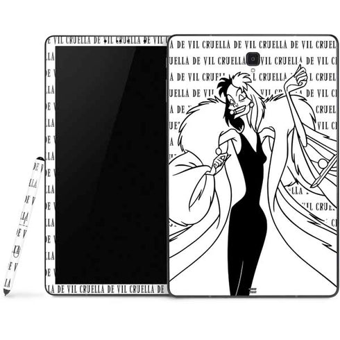 Disney Villains Cruella de Vil Black and White Samsung Galaxy Tab Skin