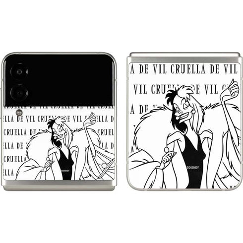 Disney Villains Cruella de Vil Black and White Galaxy Z Flip3 5G Skin