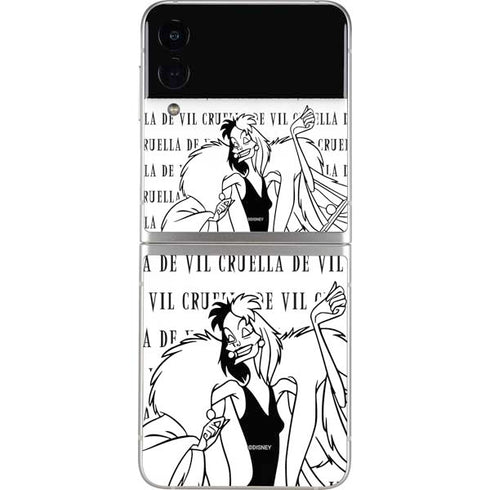 Disney Villains Cruella de Vil Black and White Galaxy Z Flip3 5G Skin