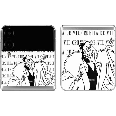 Disney Villains Cruella de Vil Black and White Galaxy Z Flip4 5G Skin