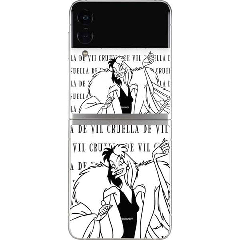 Disney Villains Cruella de Vil Black and White Galaxy Z Flip4 5G Skin