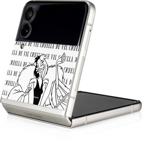 Disney Villains Cruella de Vil Black and White Galaxy Z Flip4 5G Skin