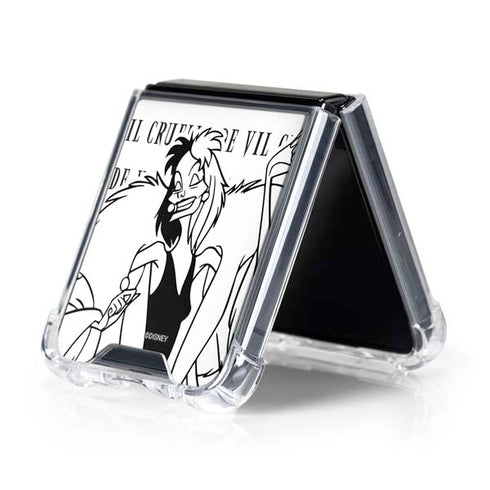 Disney Villains Cruella de Vil Black and White Galaxy Z Flip5 5G Clear Case