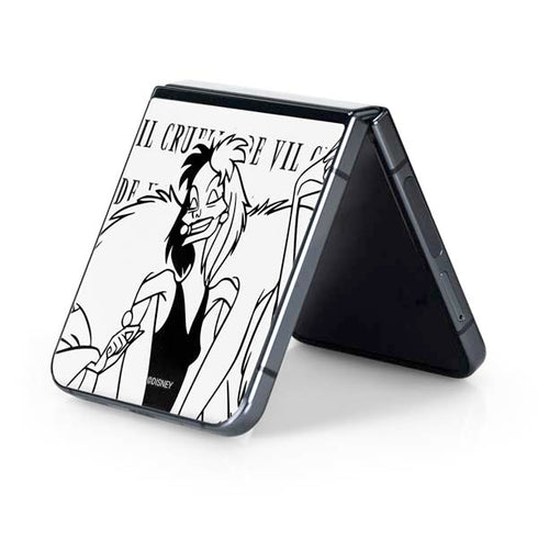 Disney Villains Cruella de Vil Black and White Galaxy Z Flip5 5G Skin
