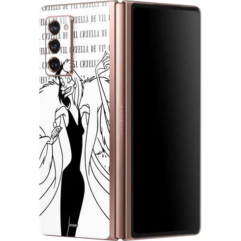 Disney Villains Cruella de Vil Black and White Galaxy Z Fold2 5G Skin