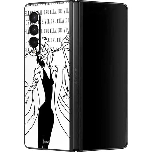 Disney Villains Cruella de Vil Black and White Galaxy Z Fold3 5G Skin