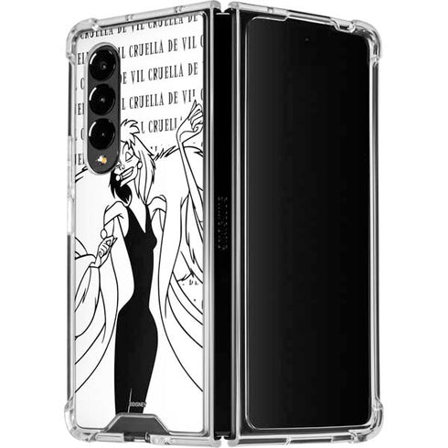 Disney Villains Cruella de Vil Black and White Galaxy Z Fold4 5G Clear Case