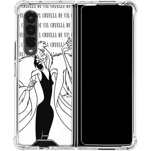 Disney Villains Cruella de Vil Black and White Galaxy Z Fold4 5G Clear Case