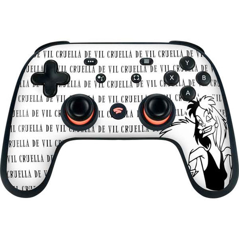 Disney Villains Cruella de Vil Black and White Google Stadia Controller Skin