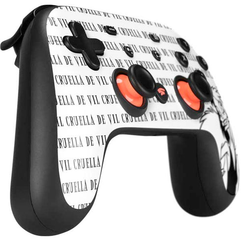 Disney Villains Cruella de Vil Black and White Google Stadia Controller Skin