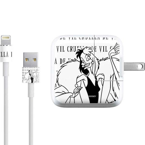 Disney Villains Cruella de Vil Black and White iPad Charger (10W USB) Skin