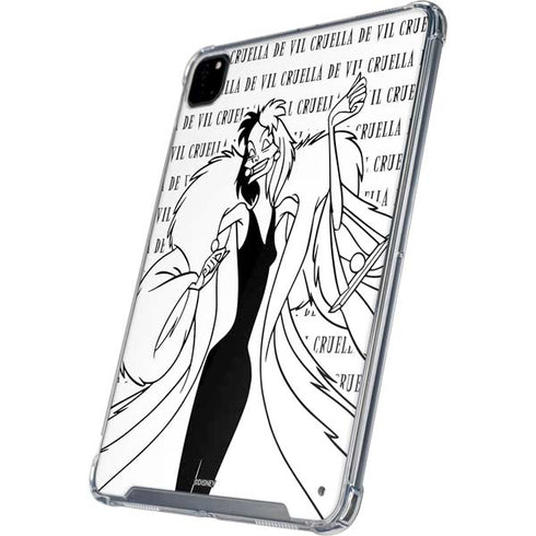 Disney Villains Cruella de Vil Black and White iPad Pro 12.9in (2020) Clear Case