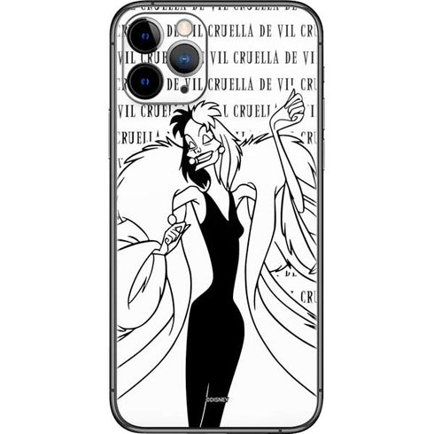 Disney Villains Cruella de Vil Black and White iPhone 11 Pro Skin